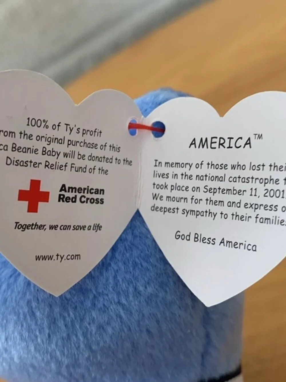 Ty Beanie Baby 9/11 Memorial 4506 America 2001 Patriotic Teddy Bear EUC